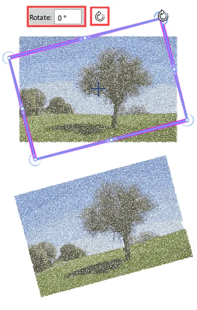 Ability to rotate, slant and re-size bitmap shapes that are filled with stitches
