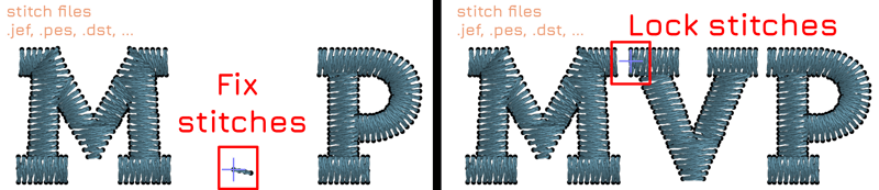 Auto add Fix / Lock stitches, if needed, in stitch designs (.dst, .pes, .jef, .vip etc.)