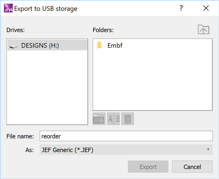 Export to USB with the correct folder structure